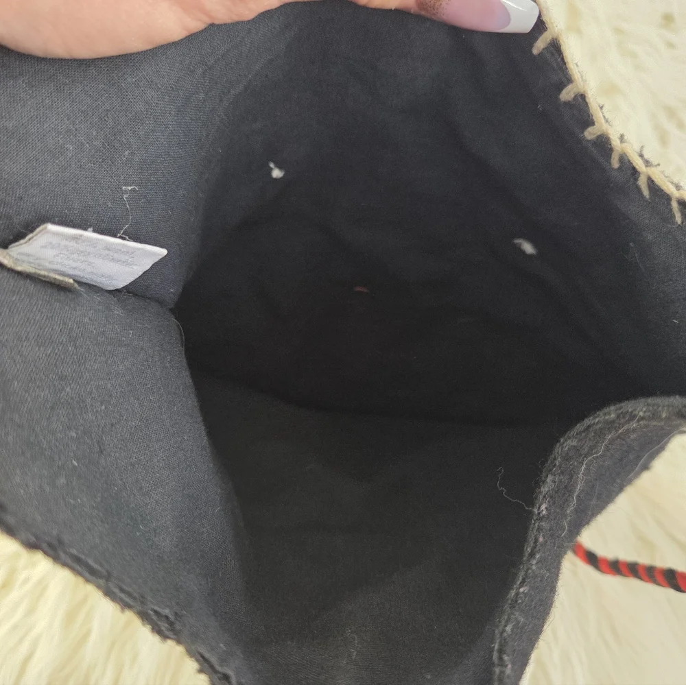 Handmade Vintage TAG Wool Smiling Black Cat Head Crossbody Bag Purse